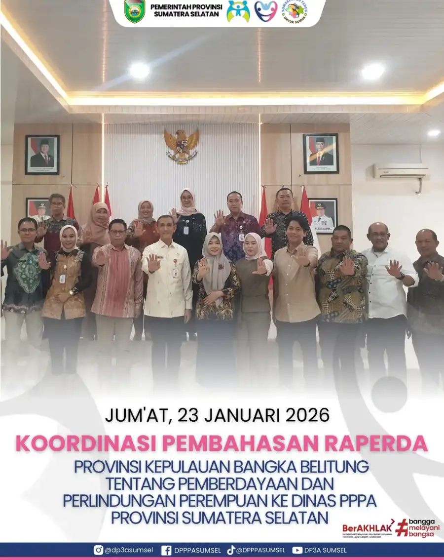 Foto bersama jajaran Dinas PPPA Sumsel dan Dinas PPPA Bangka-Belitung