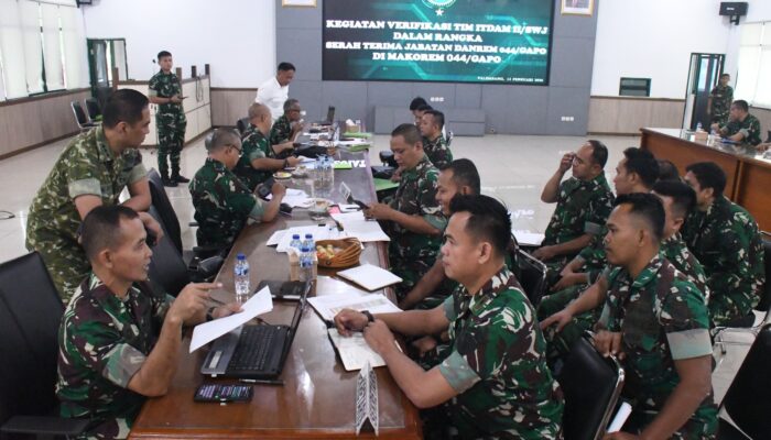 Jelang Sertijab Danrem 044/Gapo, Korem 044/Gapo Jalani Verifikasi oleh Itdam II/Swj