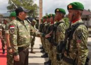 Pangdam II/Sriwijaya Dampingi Menhan RI Tinjau Kesiapan Prajurit Yonif TP 845/Ksatria Satam