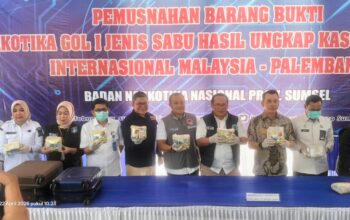BNNP Sumsel Musnahkan 16,9 Kg Sabu Jaringan Internasional Asal Malaysia