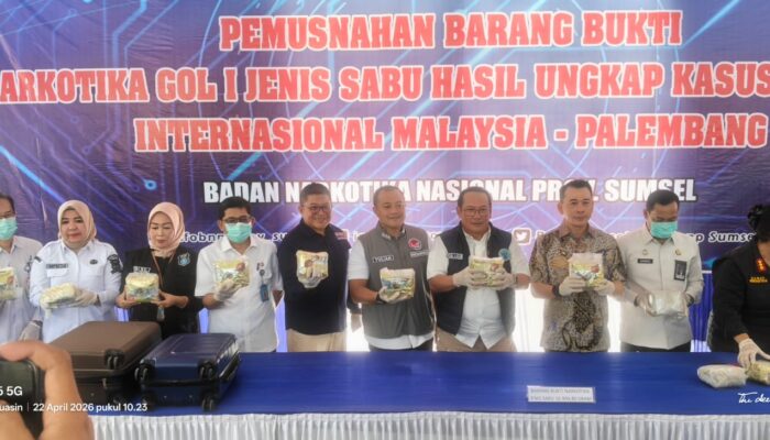 BNNP Sumsel Musnahkan 16,9 Kg Sabu Jaringan Internasional Asal Malaysia