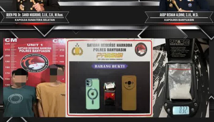 Satresnarkoba Polres Banyuasin Tangkap Tangan Dua Tersangka Sabu di Sukajadi Talang Kelapa