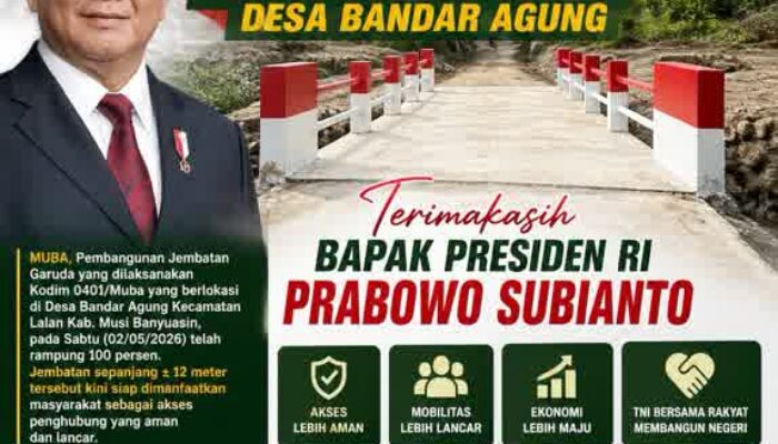 Capai 100% Jembatan Garuda Desa Bandar Agung : Terimakasih Bapak Presiden RI Prabowo Subianto