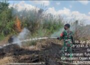 Babinsa Koramil 402-07/Indralaya Bersama Tim Gabungan Padamkan Karhutla di Desa Rambutan