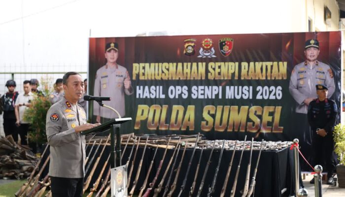 Negara Hadir Berantas Senpi Ilegal, Polda Sumsel Musnahkan 397 Senjata Api Hasil Ops Senpi Musi 2026