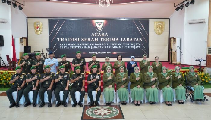 Pangdam II/Sriwijaya Pimpin Tradisi dan Sertijab Kakesdam, Kapendam, LO TNI AU dan Penyerahan Jabatan Kakumdam